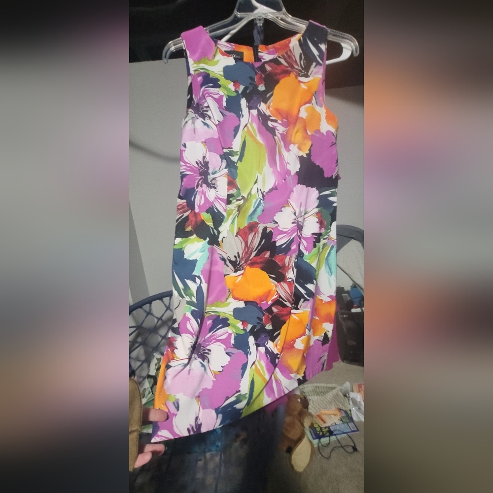 Alyx Asymmetrical Floral Dress - Purple and Orange